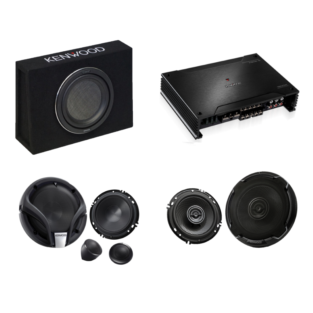 Kenwood 5ch Amplifier + 10″ Slimline Subwoofer + Speakers Albany Car